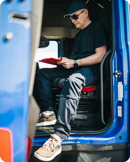 Customer booking courier service on tablet